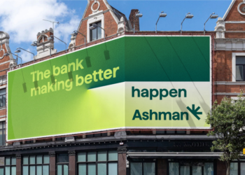 Billboard reading 'the bank making better happen. Ashman'