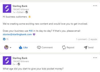 Starling Bank launches content powered by customers