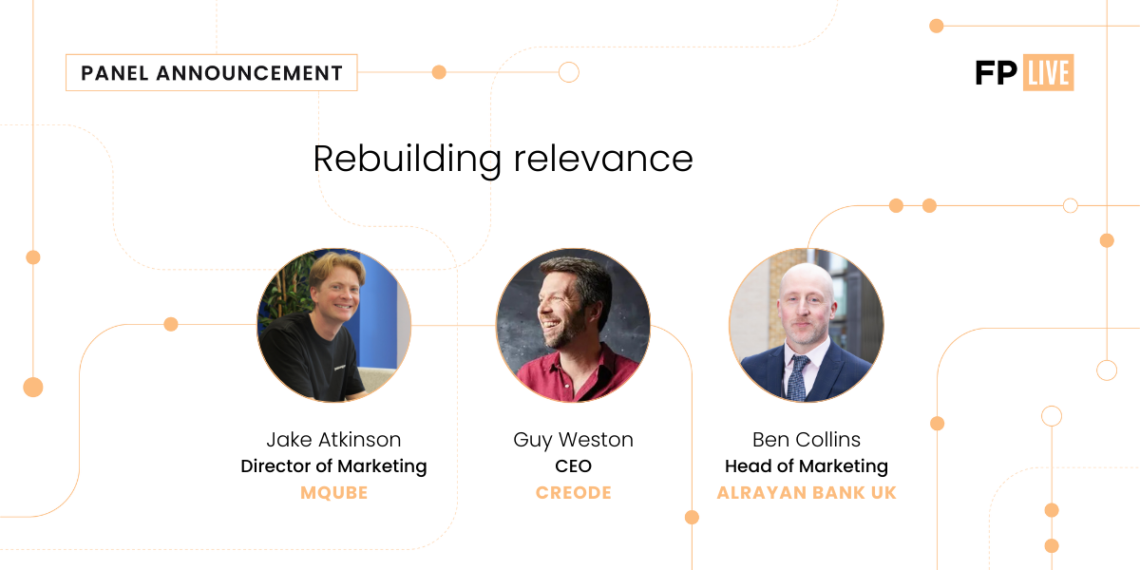 Speaker panel card featuring headshots of Ben Collins, Jake Atkinson and Guy Weston