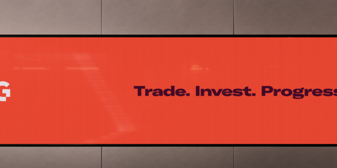 OOH board showing IG groups new Trade. Invest. Progress platform