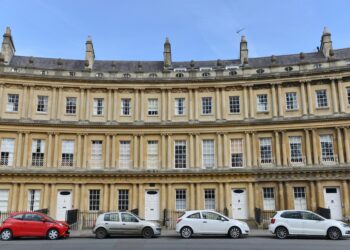 Row of townhouse buildings in Bath